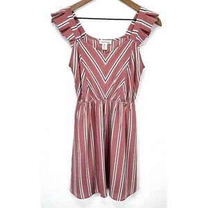 Monteau Womens Stripe Pink Black Sleeveless Mini Dress Size Small V-Neck Lined